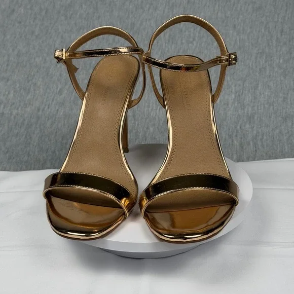 ASOS DESIGN Metallic Rose Gold Ankle Strap Stiletto Heels Sandals Size 6.5 - Picture 3 of 8